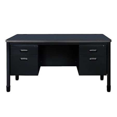Regency Double Pedestal Desk, Steel Frame, 60 in W 66266DPGYBK