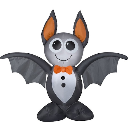 Santas Forest Inflatable Halloween Bat, 4 ft H, Polyvinyl, Black/Orange 90845