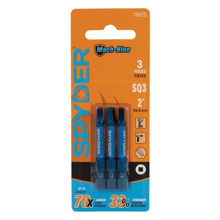 Spyder SQ3 x 2-Inch Mach-Blue Driver Bit, 3PK 19625