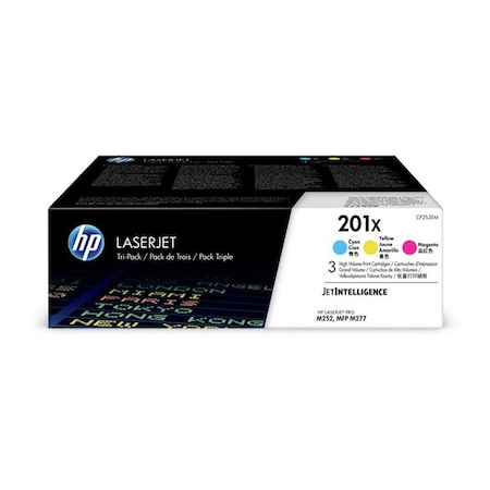 Hp 201X (CF253XM) 3-Pack High Yield Cyan, Magenta, Yellow Original LaserJet Toner Cartridges CF253XM