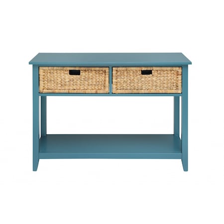 Homeroots 44" Teal Blue Solid Wood Console Table 286387