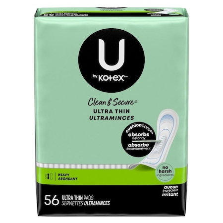 Kimberly-Clark Professional Sanitary Napkins, Clean & Secure, KOTEX, Heavy, Breathable Top Layer, 56/Pack, 4 PK 53257