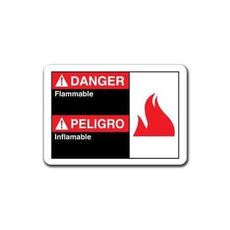 Signmission 10 in Height, Plastic, ANSI-710DS Danger Flammable Bi, ANSI-710DS Danger Flammable Bi ANSI-710DS Danger Flammable Bi