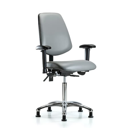 Blue Ridge Ergonomics Vinyl Chair, Vinyl, Adjustable Arms BR-VMBCH-MB-CR-T1-A1-NF-RG-8840