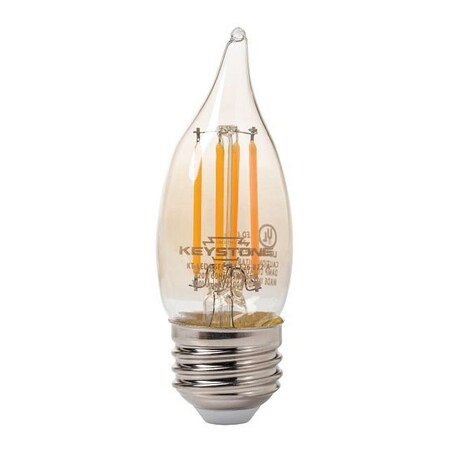 Keystone Bent Tip Chandelier Filament bulb, 40W Equivalent, CA11 shape, E26 Candelabra base, 2200K, 80 CRI, A KT-LED4.5FCA11-E26-822-A