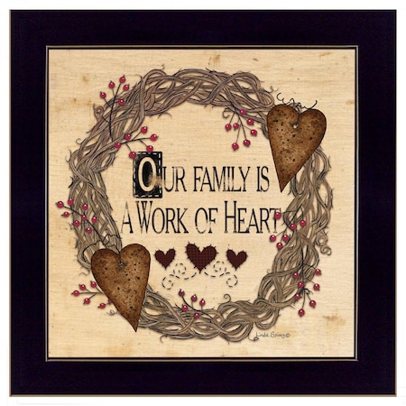 Homeroots Our Family is a work of the Heart Linda Spivey Ready to Hang Black Framed Print Wall Art 405166