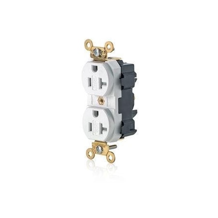 Leviton Straight Blade Receptacle, 5-20R, 20 A, 125V AC, Flush Mount, Self-Grounded M5362-SGW