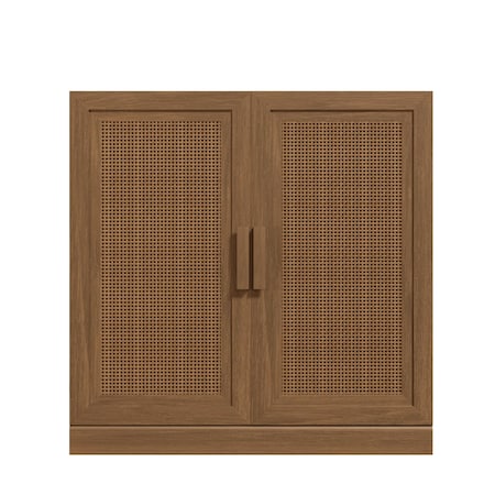 Homeroots 31in Brown Wood Accent Cabinet With Two Doors 691112