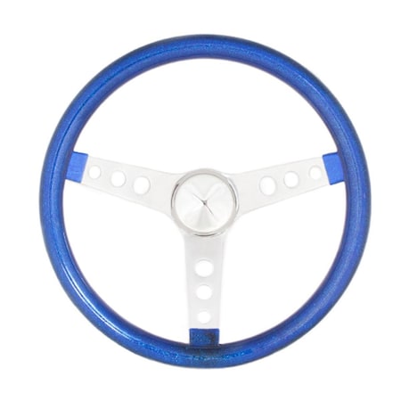 Grant 8466 15 in. Metal Flake Steering Wheel, Chrome 3-Spoke, Blue - Steel GRT8466