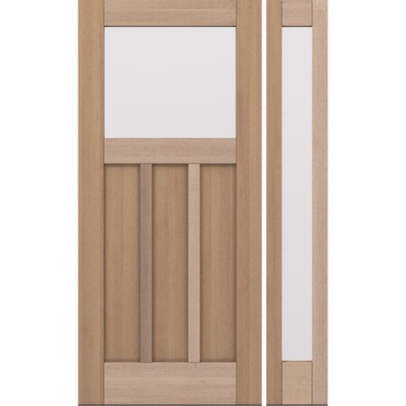 Doornmore CRF-P3G1, 51.5" x 82" ( 36" Door + 12" Side) Left Hand, Mahogany Top View Exterior Door CRF-P3G1-SW-3680-G101-SL_1-1_LI