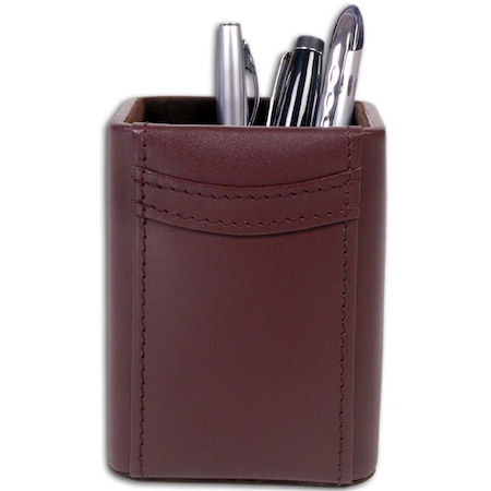 Dacasso This pencil cup features hand-tucked genuine top-grain leather with a felt inner liner.  <li>Materia A3410