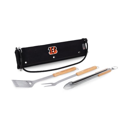 Picnic Time Family Of Brands NFL Cincinnati Bengals BBQ Roll Up 3 Piece Set, (Black) 746-03-179-074-2