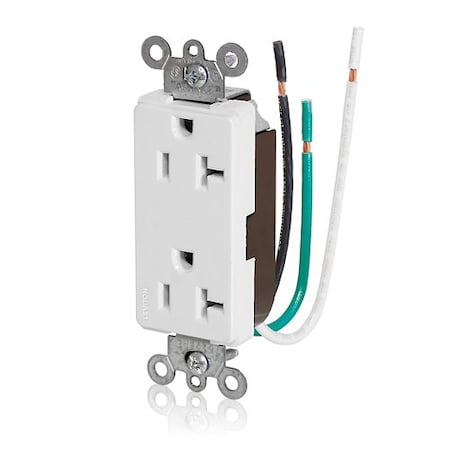 Leviton Rcptcl, 20A, 125VAC, Wht, Thrmplstc, PK1 16352-LW