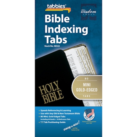 Tabbies BIBLE INDEXING TABS- MINI OT & NT, 80 GOLD-EDGED TABS, 1"L-1/4" EXT, 10 PKS/BX, 10PK 58342