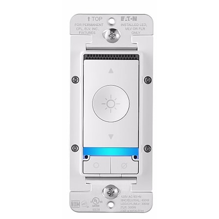 Eaton Wiring Devices Eaton Smart Voice Dimmer Switch, 1-Pole, 3-Way, 120 VAC, 60 Hz, Wi-Fi, White WFAVD30-W-BX-L
