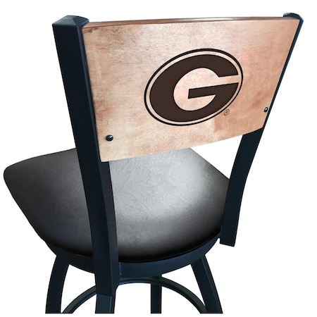 Holland Bar Stool Co 36" Blk Wrinkle Georgia "G" Swivel Bar Stool, Laser Engraved Back L03836BWMedMplAGA-GBlkVinyl