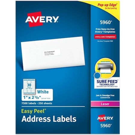 Avery Easy Peel Address Labels, Sure F, PK7500 5960