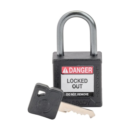 Brady Velocity Compact Lockout Padlocks Nylon 1in Shackle Clearance KD Black CPPL-BLK-25AL-KD