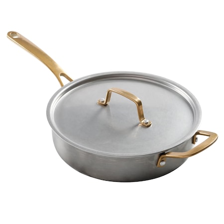 Martha Stewart Everyday 3.5 Quart Stainless Steel Saute Pan with Brass Handles and Lid 97390.02