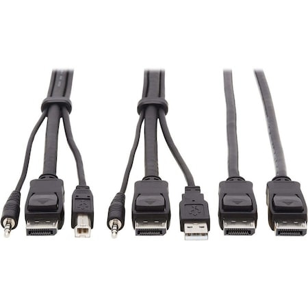 Eaton EATON Tripp Lite Series Dual DisplayPort KVM Cable Kit - DP, USB, 3.5 mm Audio 3xM/3xM + DP M/M P783-010-DP