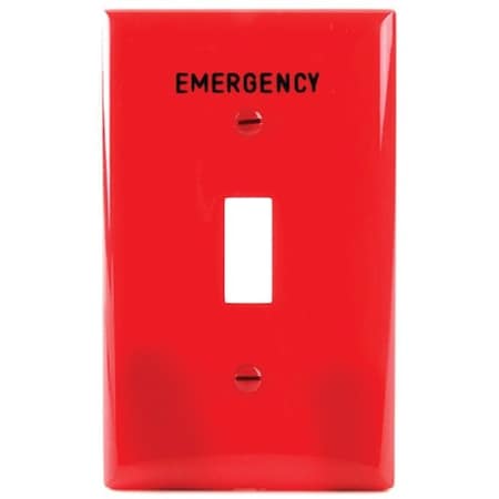 Eaton Wiring Devices Wallplate 1G Tgl Emerg Mid Red PJ1EMRD