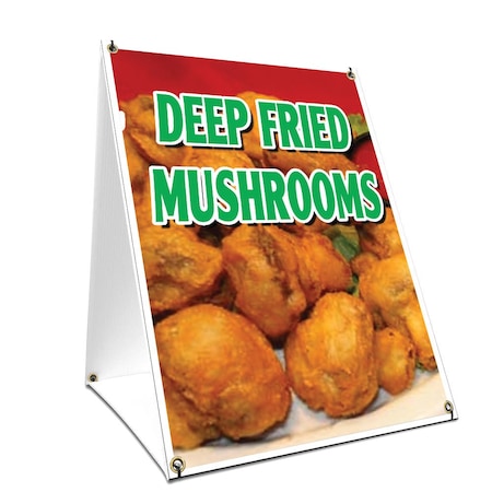 Signmission Deep Fried Mushrooms, 24 Inch x 18 Inch A-frame Yard Sign, Plastic Sign SBC-1824-Deep Fried Mushrooms
