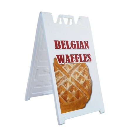 Signmission Belgian Waffles, A-Frame & 2 Decals Installed, Heavy-Duty Plastic Frame SBHD-D-2436-Belgian Waffles