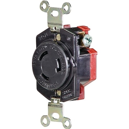 Eaton Wiring Devices Locking Receptacle, L5-20R, 20 A, 125V AC, Single Phase, 2 Pole, Spring Clamp Terminals, Black L520R