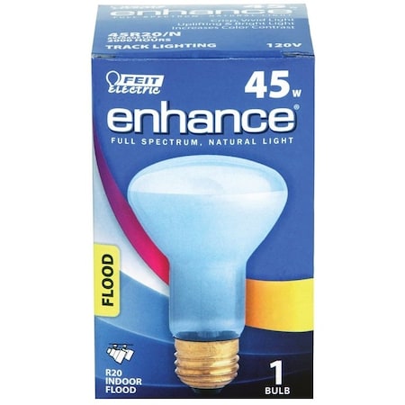 Feit Electric Incandescent Bulb, 50 W, R20 Lamp, Medium E26 Lamp Base, 3000 K Color Temp, 2000 hr Average Life 45R20/N