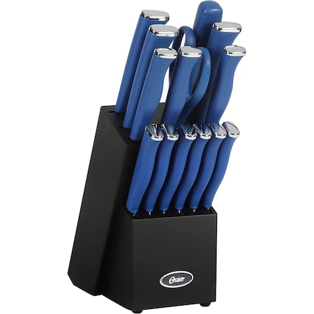 Oster Langmore 15 Piece Stainless Steel Blade Cutlery Set in Dark Blue 123898.15