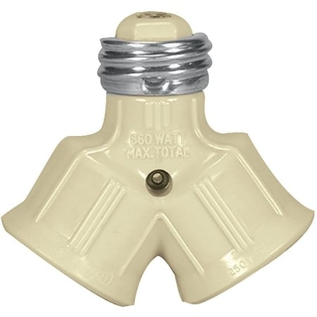 Eaton Wiring Devices Lamp Holder Adapter, 660 W, 2-Outlet, Ivory BP700V