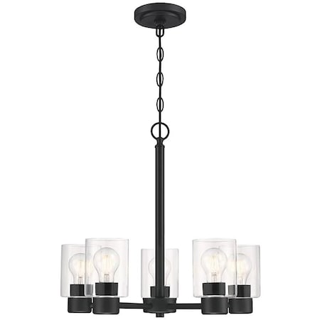 Westinghouse Sylvestre Series 6115300 Chandelier, 1Tier, 5Lamp, LED Lamp, Steel Fixture, Black Fixture 61153