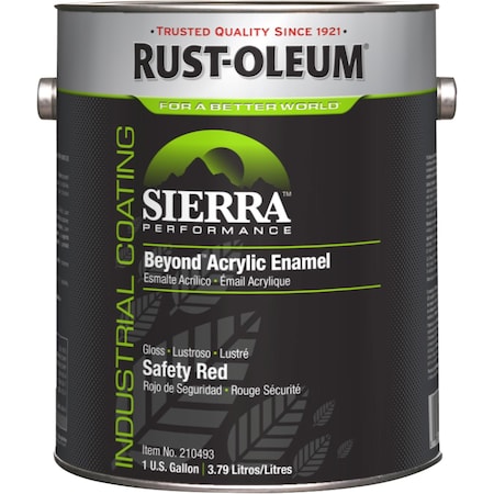 Rust-Oleum Interior/Exterior Paint, Glossy, Water Base, Safety Red, 1 gal 210493