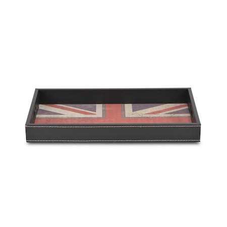 Homeroots Union Jack Faux Leather Serving Tray 399623