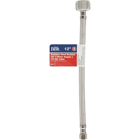 Do It Best 3/8'' COMP x 7/8'' BC x 12'' Braided Stainless Steel Toilet Supply Line 496-103DIB