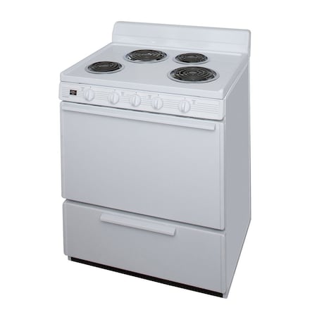 Premier Electric Range, 30 inW x 40 inH x 26 inD, 3.91 cu. ft. Oven, Coil Top Stove, White 805711