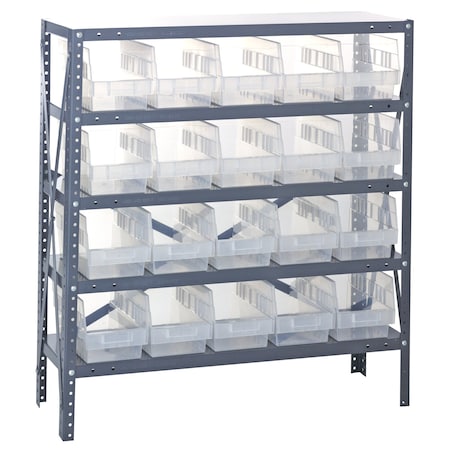 Quantum Storage Systems 5 SHELF OPEN UNIT W/20 BINS CLEAR 1839-204CL