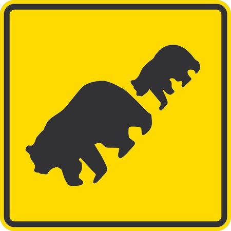 Lyle Bear Crossing Symbol, 30x30, High Intensity Prismatic, Yellow G-15395-HI_30x30