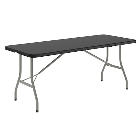 Flash Furniture Kathryn 6-Foot Bi-Fold Granite Black Plastic Folding Table RB-3072FH-BK-GG