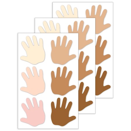 Creative Teaching Press Multicultural Hands, 6'', Designer Cut-Outs, 36-Piece Set, 3PK 10593