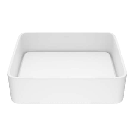 Vigo Jasmine Modern White Matte Stone 18 in. L x 15 in. W x 5 in. H Rectangular Vessel Bathroom Sink VG04013