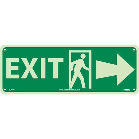Nmc Exit (W/ Door And Right Arrow), 5X14, Glow Rigid GL308R