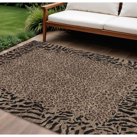 Homeroots 8' X 10' Brown Animal Print Washable Indoor Outdoor Area Rug 607635