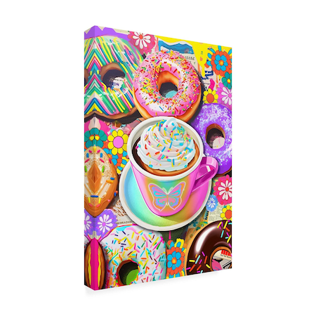 Trademark Fine Art Outdoor Canvas Art - Jess Stempel 'Coffee Donuts 1' Wall Art for Patios, or Gardens GRL01768-OC1624WR