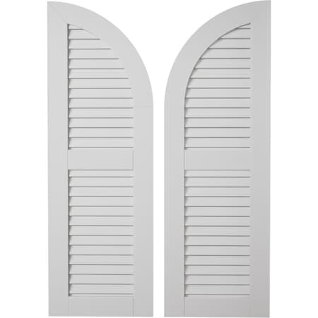 Ekena Millwork Smooth 2 Equal Louver w/Quarter Round Arch Top Faux Wood Shutters, 18W x 72H 54 Low Side, PR SHULVQ18X72SMPR