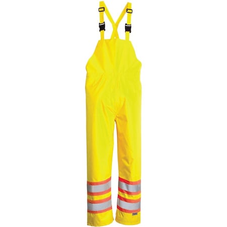 Viking Hi-Visibility Rain Bib Pants, Polyester, Polyurethane, 31 1/2 in Inseam, 33 in Waist, Green/Yellow 6323PG-M