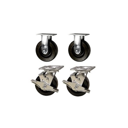 Service Caster 5 Inch Phenolic Caster Set with Ball Bearings 2 Brakes 2 Rigid SCC-30CS520-PHB-TLB-2-R520-2