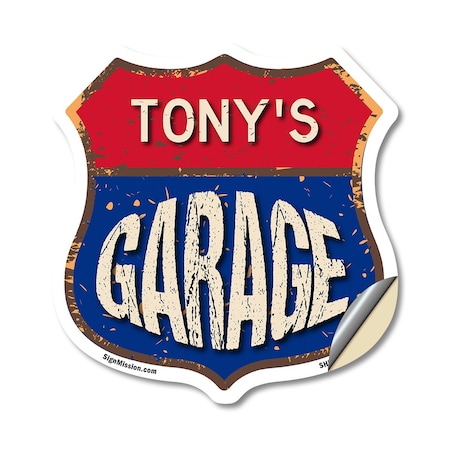 Signmission Tony's Garage, 12 Inch X 12 Inch, Vinyl Decal SHI-D-12-383-TONY