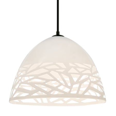 Besa Lighting Besa Kiev Pendant, White, Black Finish, 1x 9W LED 1JT-KIEVWH-LED-BK