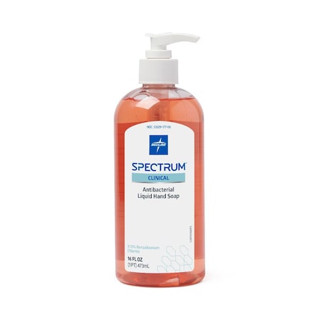 Medline Spectrum Clinical Antibacterial Liquid Hand Soap with 0.13% BZK, Clean Scent, 16-oz. Pump Bottle HHABSP16H